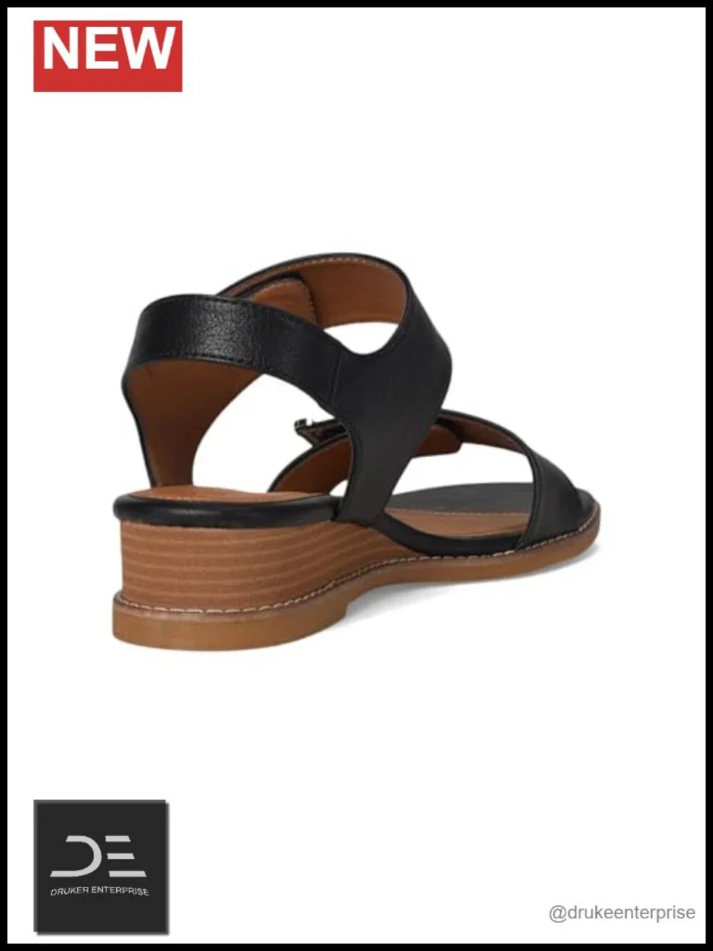 Eurosoft Women's Mallory Casual Wedge Sandals Faux Leather Hook & Loop